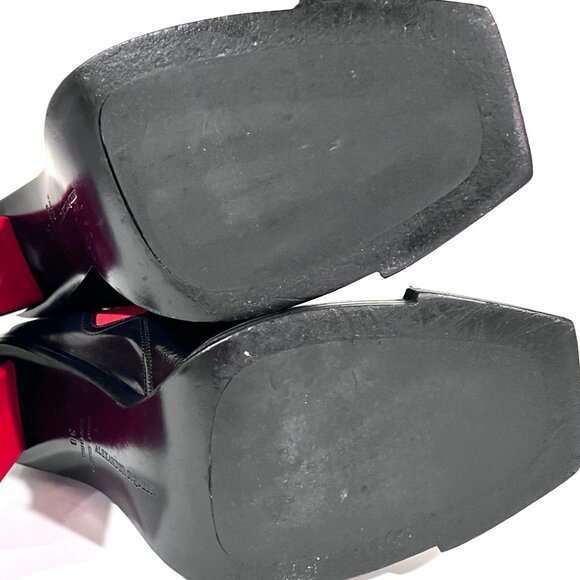 Alexander McQueen Glossy Two Toned Red Black Chelsea Ankle Boots SZ 38 - Picture 6 of 11